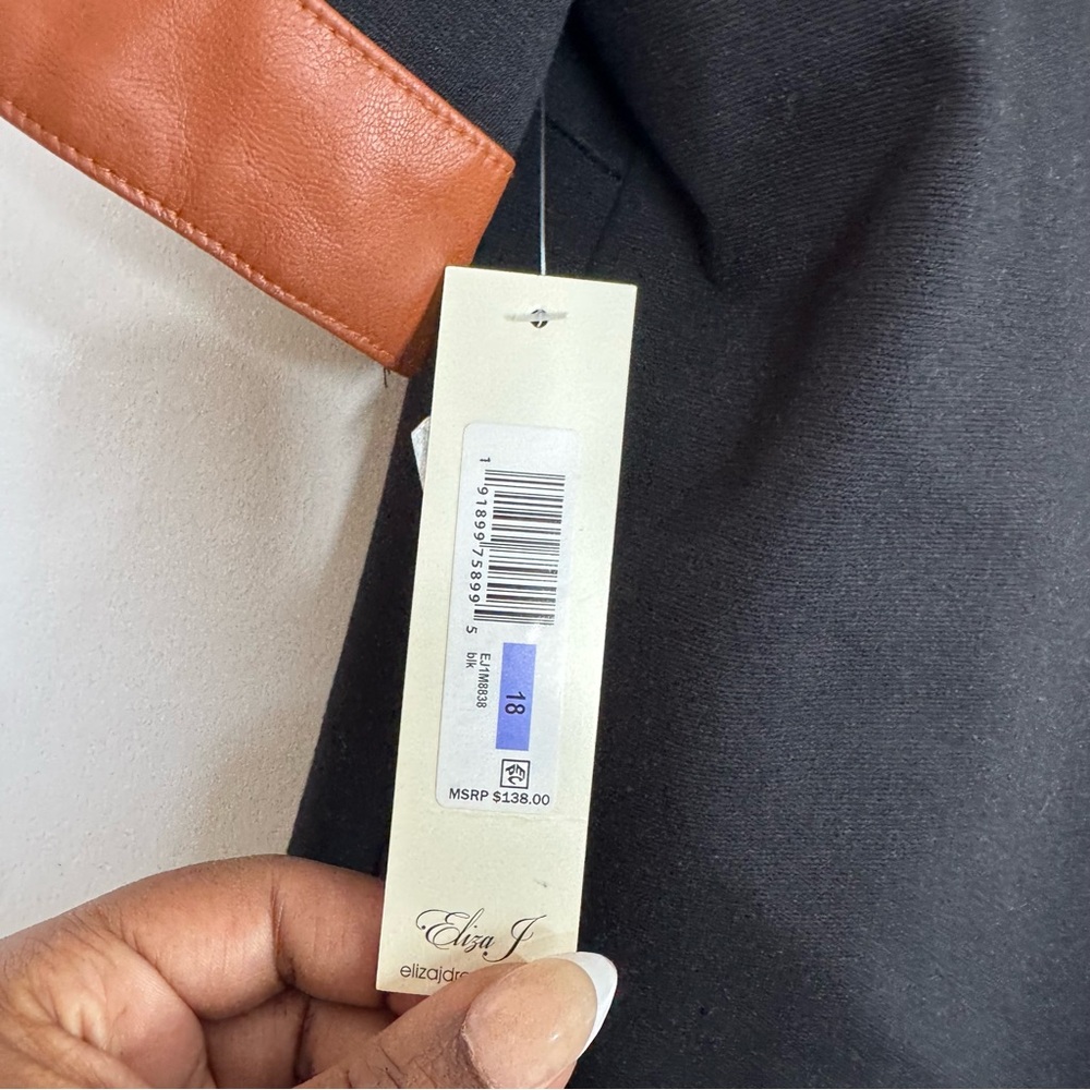 Eliza J Dress Popover Faux Leather Trim Mini NEW - Picture 8 of 11